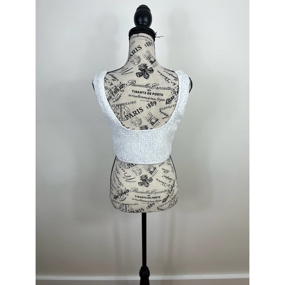 Rylee Anns White Wide strap Square neck Ruched Crop top - Picture 3 of 8